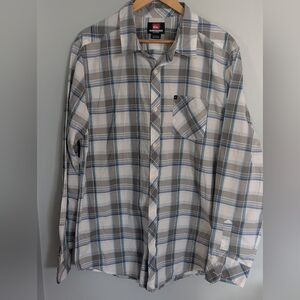 Quiksilver‎ Men's XL Casual Blue and Gray Plaid Button Up Shirt
